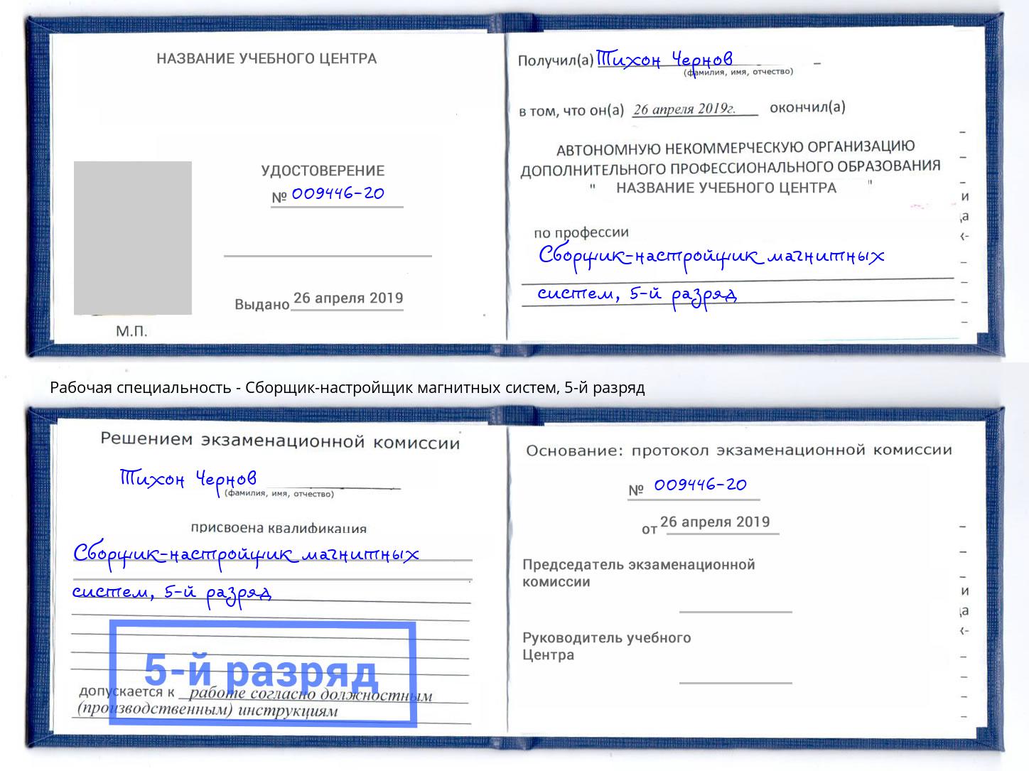 корочка 5-й разряд Сборщик-настройщик магнитных систем Симферополь